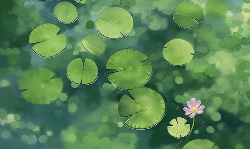 夏天唯美水面上的睡莲荷花池插画背景,插画/手绘图,插画/手绘图库,插画/手绘图下载,插画/手绘